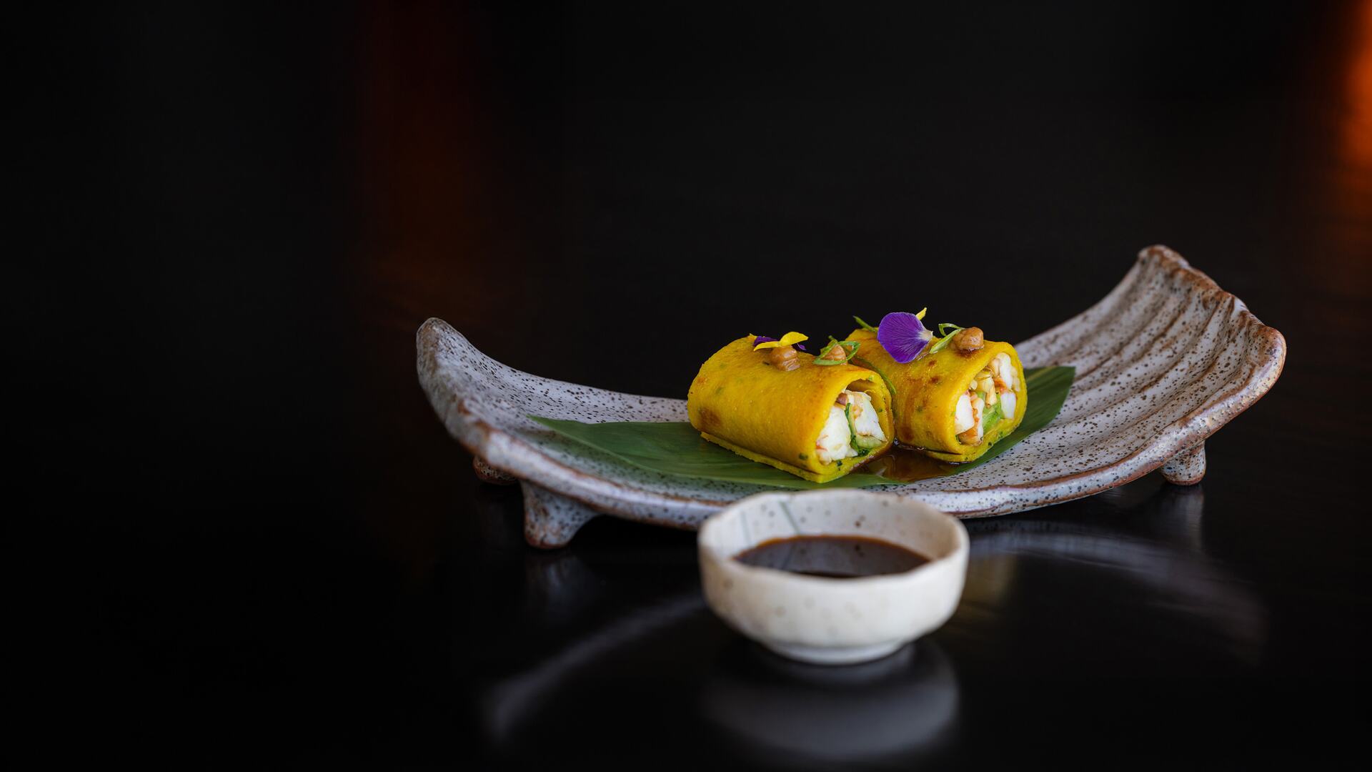 Mizu Teppanyaki with a Thai Twist: Goong Crepe dish