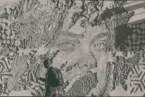 V-life: Vhils art piece.