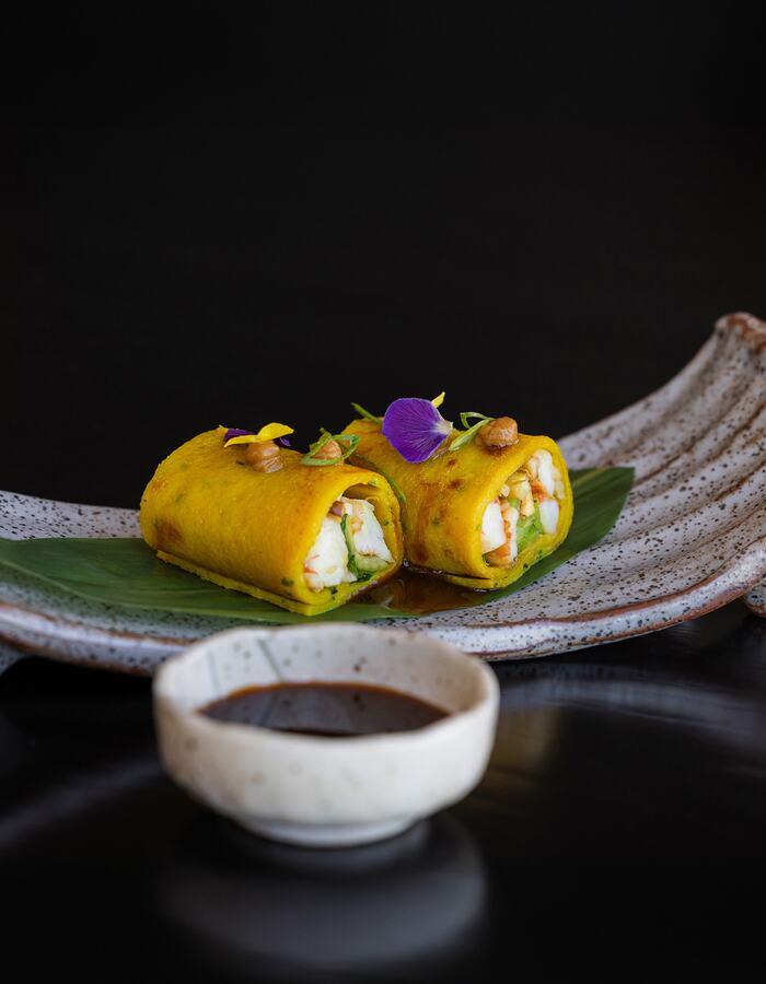 Mizu Teppanyaki with a Thai Twist: Goong Crepe dish